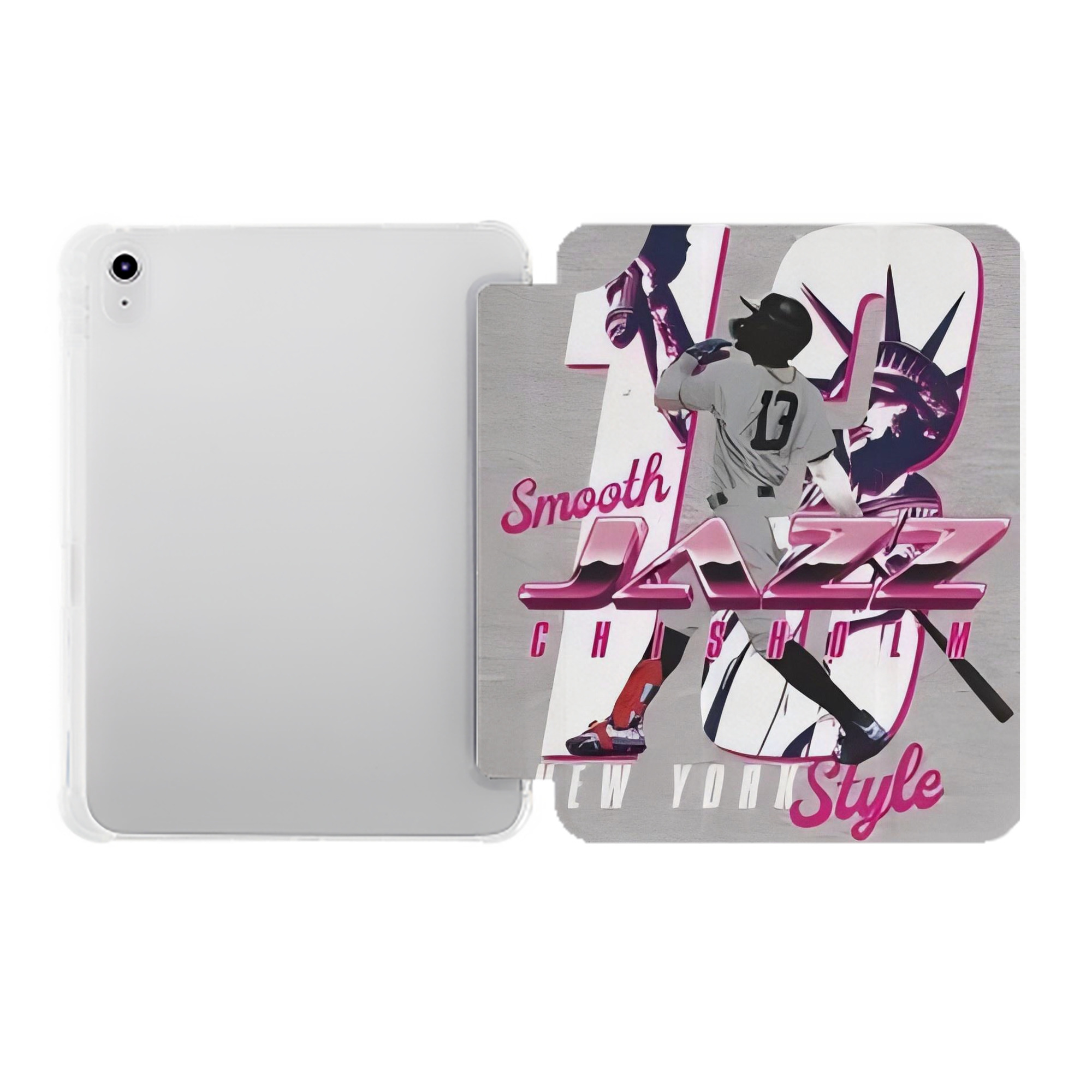 Jazz Chisholm Jr. 37 Premium Tri-Fold PU Leather & Silicone IPad Case With Pencil Slot – Fits 9.5,10.5,10.9 – Adjustable Stand, Slim, Protective